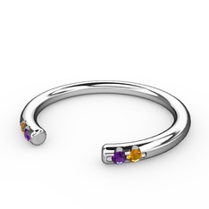 Ametist ve sitrin 18 ayar beyaz altın yüzük