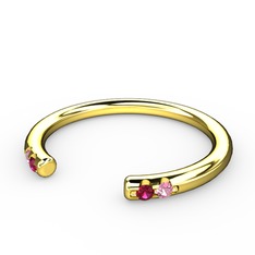 Rodolit garnet ve pembe kuvars 8 ayar altın yüzük