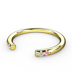 Swarovski ve pembe kuvars 18 ayar altın yüzük