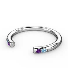 Vova Yüzük - Ametist ve akuamarin 14 ayar beyaz altın yüzük #8qj2p8