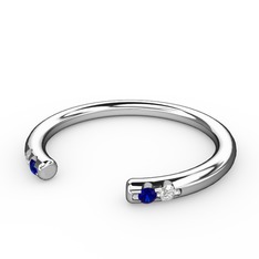 Lab safir ve swarovski 8 ayar beyaz altın yüzük