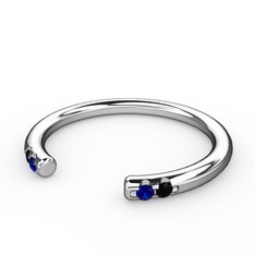 Lab safir ve siyah zirkon 925 ayar gümüş yüzük