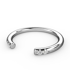 Vova Yüzük - Swarovski ve pırlanta 8 ayar beyaz altın yüzük (0.03 karat) #dz112f