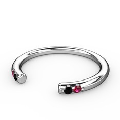 Siyah zirkon ve rodolit garnet 925 ayar gümüş yüzük