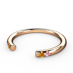 Vova Yüzük - Sitrin ve pembe kuvars 8 ayar rose altın yüzük #g4b9x4