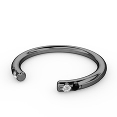 Vova Yüzük - Pırlanta ve siyah zirkon 925 ayar siyah rodyum kaplama gümüş yüzük (0.03 karat) #hnrnmv