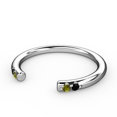 Peridot ve siyah zirkon 925 ayar gümüş yüzük