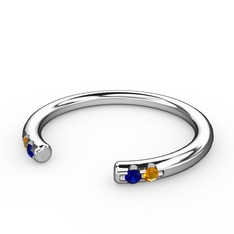 Vova Yüzük - Lab safir ve sitrin 14 ayar beyaz altın yüzük #io7a1v