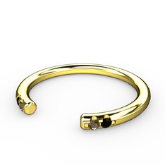 Dumanlı kuvars ve siyah zirkon 18 ayar altın yüzük