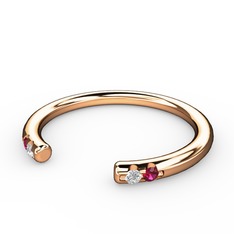 Vova Yüzük - Beyaz zirkon ve rodolit garnet 18 ayar rose altın yüzük #lgfudx