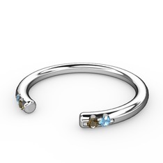 Vova Yüzük - Dumanlı kuvars ve akuamarin 18 ayar beyaz altın yüzük #nucyhe