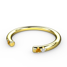 Vova Yüzük - Sitrin ve beyaz zirkon 18 ayar altın yüzük #ootqsl