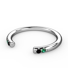 Vova Yüzük - Siyah zirkon ve yeşil kuvars 925 ayar gümüş yüzük #ou02oj