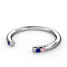 Vova Yüzük - Lab safir ve pembe kuvars 18 ayar beyaz altın yüzük #sqogfb