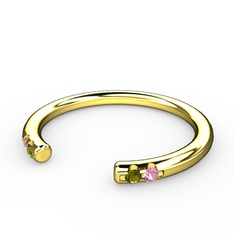 Peridot ve pembe kuvars 8 ayar altın yüzük