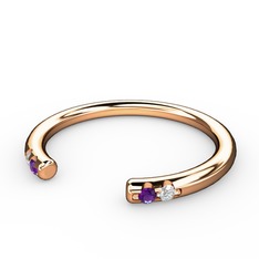 Vova Yüzük - Ametist ve swarovski 925 ayar rose altın kaplama gümüş yüzük #vcgv7o