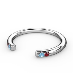 Vova Yüzük - Akuamarin ve garnet 8 ayar beyaz altın yüzük #wm39sn