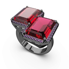 Avis Yüzük - Garnet, rodolit garnet ve ametist 925 ayar siyah rodyum kaplama gümüş yüzük #12qwqee