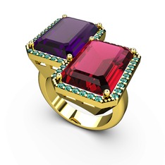 Avis Yüzük - Ametist, rodolit garnet ve yeşil kuvars 8 ayar altın yüzük #177snyy