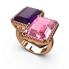Avis Yüzük - Ametist, pembe kuvars ve garnet 14 ayar rose altın yüzük #17g1ng3