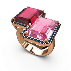 Avis Yüzük - Rodolit garnet, pembe kuvars ve lab safir 14 ayar rose altın yüzük #1877gvi
