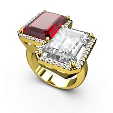 Avis Yüzük - Garnet, beyaz zirkon ve swarovski 14 ayar altın yüzük #18icjqx