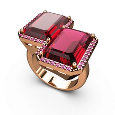 Garnet ve rodolit garnet 14 ayar rose altın yüzük