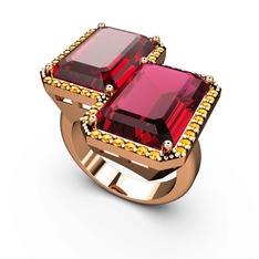 Garnet, rodolit garnet ve sitrin 8 ayar rose altın yüzük