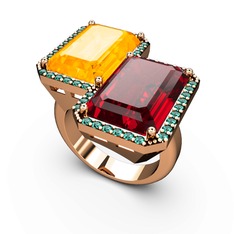 Avis Yüzük - Sitrin, garnet ve yeşil kuvars 14 ayar rose altın yüzük #1c8ga7x