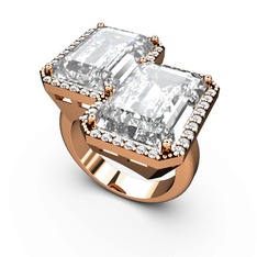 Avis Yüzük - Beyaz zirkon ve swarovski 18 ayar rose altın yüzük #1crfsa8