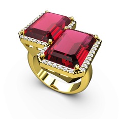 Rodolit garnet ve swarovski 18 ayar altın yüzük