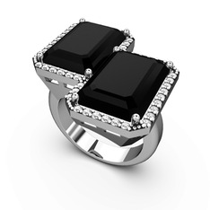 Siyah zirkon ve swarovski 925 ayar gümüş yüzük