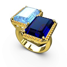 Avis Yüzük - Akuamarin, lab safir ve sitrin 8 ayar altın yüzük #1ek4eyn