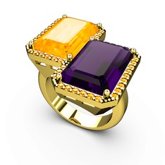 Avis Yüzük - Sitrin ve ametist 8 ayar altın yüzük #1eqnm1j