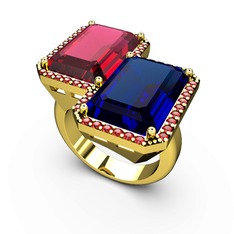 Rodolit garnet, lab safir ve garnet 18 ayar altın yüzük