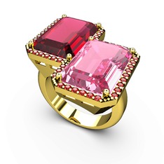 Rodolit garnet, pembe kuvars ve garnet 14 ayar altın yüzük