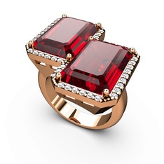 Avis Yüzük - Garnet ve swarovski 14 ayar rose altın yüzük #1hxgbta