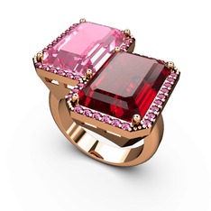 Avis Yüzük - Pembe kuvars, garnet ve rodolit garnet 18 ayar rose altın yüzük #1iigq7l