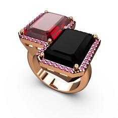 Avis Yüzük - Garnet, siyah zirkon ve rodolit garnet 18 ayar rose altın yüzük #1infxms