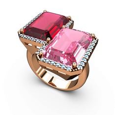 Avis Yüzük - Rodolit garnet, pembe kuvars ve akuamarin 14 ayar rose altın yüzük #1lu7nb7