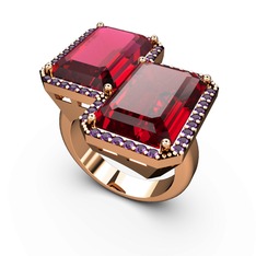 Avis Yüzük - Rodolit garnet, garnet ve ametist 14 ayar rose altın yüzük #1n3adl2