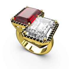 Avis Yüzük - Garnet, beyaz zirkon ve siyah zirkon 925 ayar altın kaplama gümüş yüzük #1nr5msr