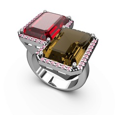 Avis Yüzük - Garnet, dumanlı kuvars ve pembe kuvars 925 ayar gümüş yüzük #1p9loel