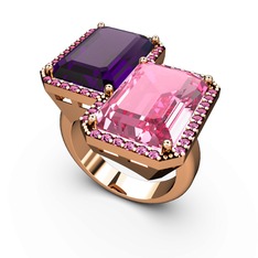 Avis Yüzük - Ametist, pembe kuvars ve rodolit garnet 18 ayar rose altın yüzük #1q0d1or