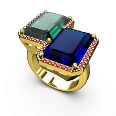 Avis Yüzük - Yeşil kuvars, lab safir ve garnet 8 ayar altın yüzük #1q7gn0m