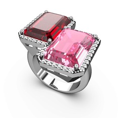 Avis Yüzük - Garnet, pembe kuvars ve swarovski 14 ayar beyaz altın yüzük #1qacuzm