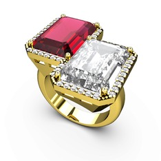 Avis Yüzük - Rodolit garnet, beyaz zirkon ve swarovski 8 ayar altın yüzük #1qml1bw