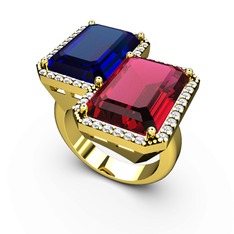Avis Yüzük - Lab safir, rodolit garnet ve swarovski 14 ayar altın yüzük #1qpvr4o