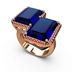 Lab safir ve garnet 14 ayar rose altın yüzük