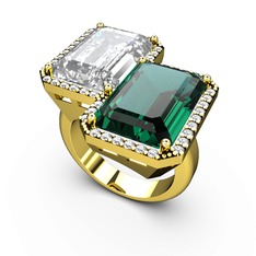 Avis Yüzük - Beyaz zirkon, yeşil kuvars ve swarovski 14 ayar altın yüzük #1veergf